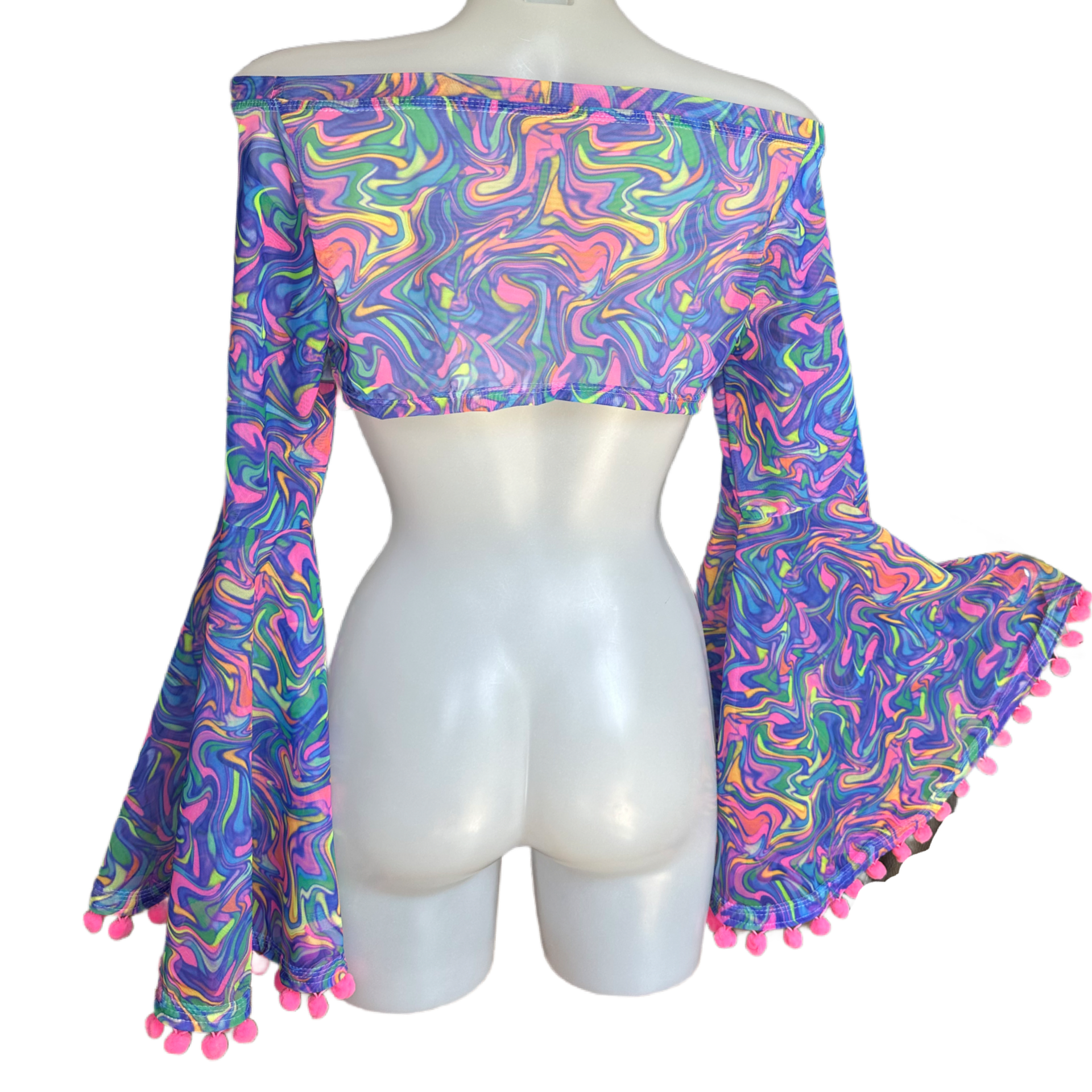 Off Shoulder Bell Sleeve Crop Top