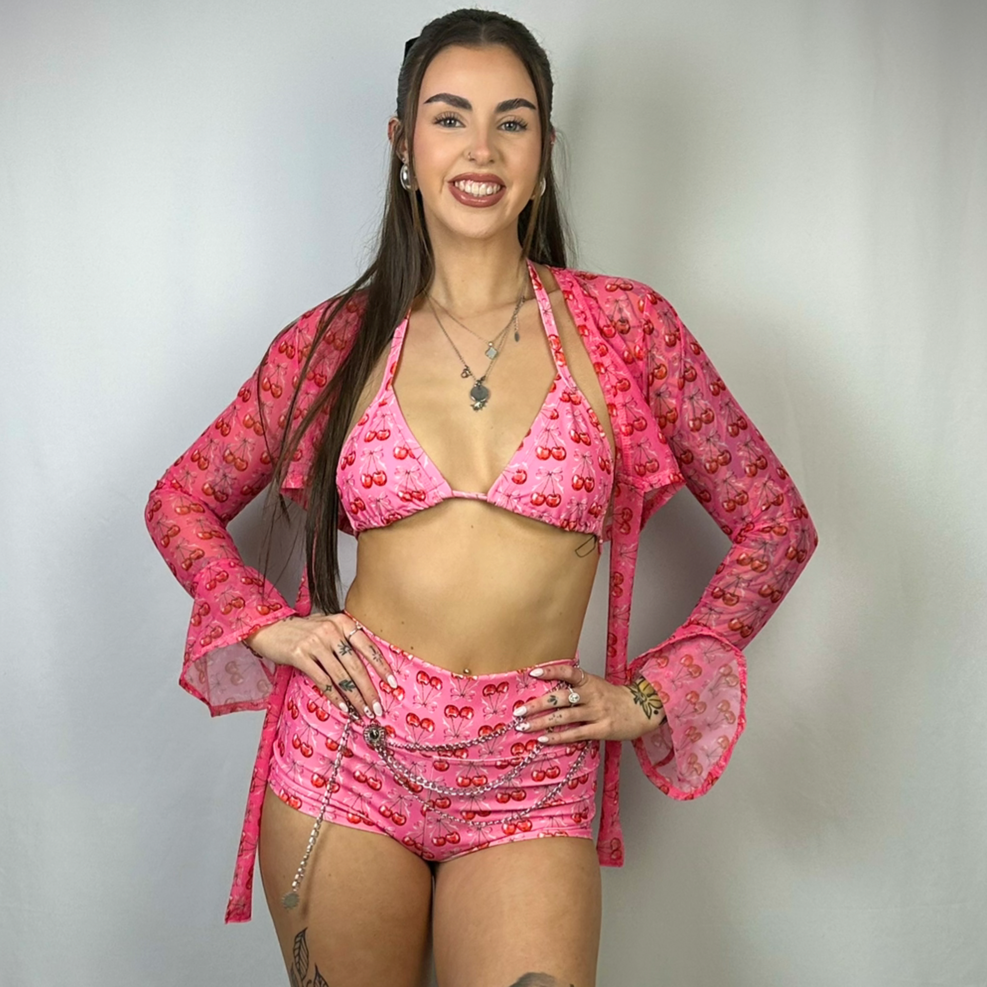 Fitted Sleeve mesh tie front top